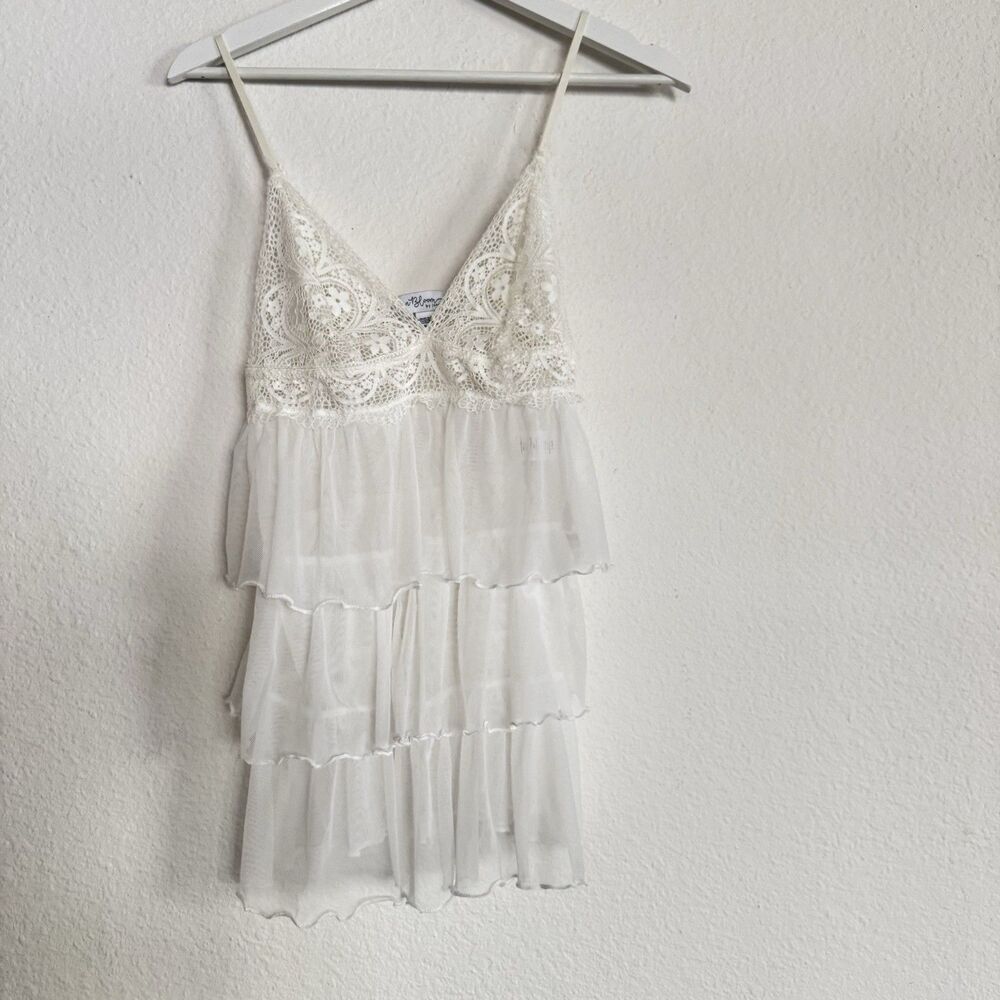 In The Bloom by Janquil Lilly Tiered Babydoll Chemise In Ivory Size S/P Romantic - Picture 9 of 9